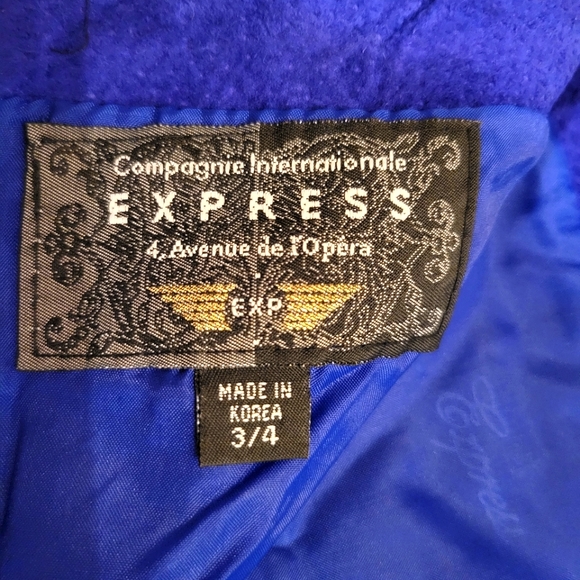 Vintage Express Electric Blue Suede Mini Skirt Sz 3/4 - Picture 4 of 5